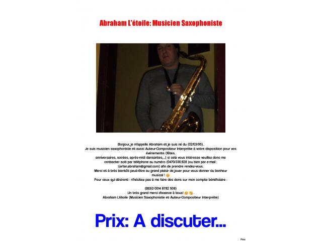musicien saxophoniste pour événements et féstivités