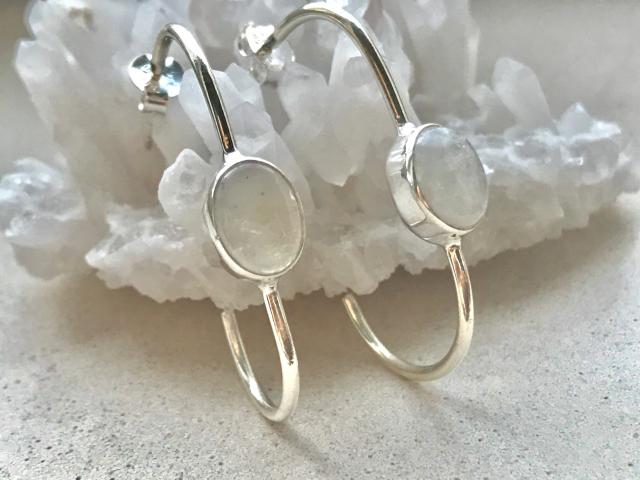 Naturesgems Earrings Gemstone 925 Sterling 100% Silver Hoops