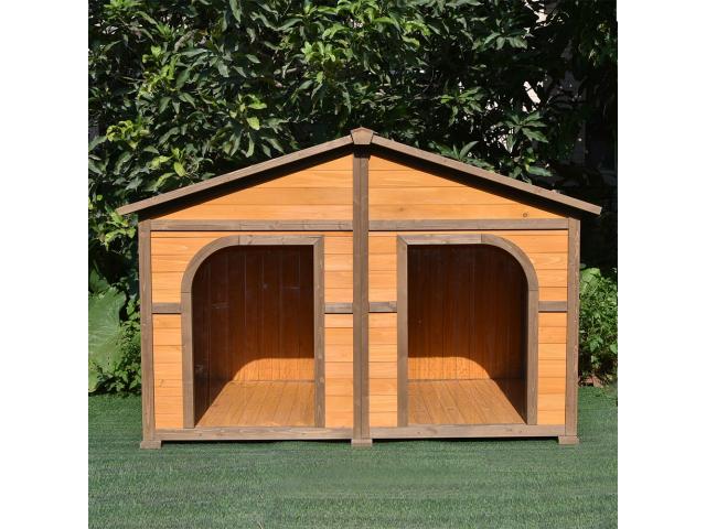 Niche XXXL double toit bois abri chien GEANT cabane chien niche deux entrées niche cané corso