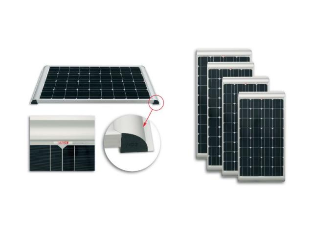 Panneau solaire NDS 100W avec supports de montage et câbles.