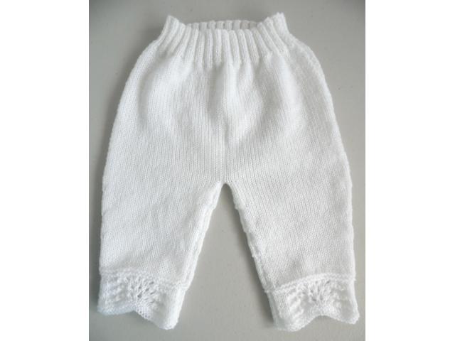 Photo Pantalon blanc bébé tricot laine image 1/6