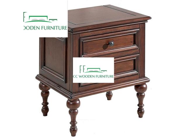 Pastoral style American country Ash wooden bedside table nightstand