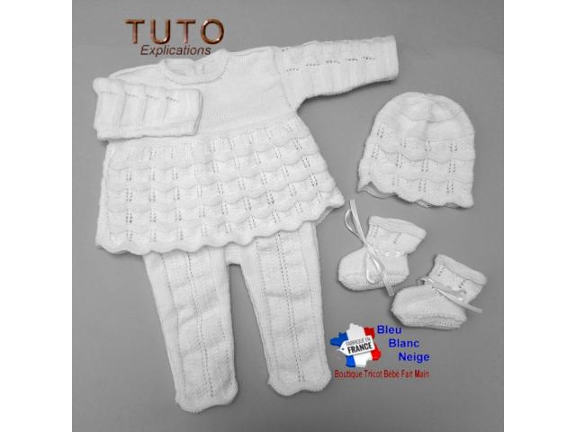 Patron à tricoter ensemble motif 'crans' tricot bébé tuto