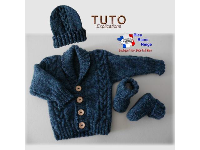 Patron layette à tricoter Gilet bébé Irlandais bonnet chaussons bb