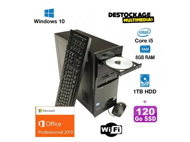 PC Hp elite 7500 Core i5 3570 3.4 ghz 8 gb 1 to 120 go Ssd Windows 10 pro wifi Office 2019 pro
