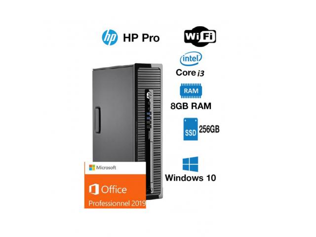 PC hp prodesk 400 G1 core i3 4130 3.4 ghz 256 ssd go 8 gb wifi windows 10 pro office 2019 pro