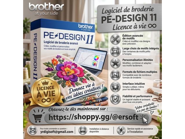 Photo PE-DESIGN 11 – Logiciel de Broderie avec Licence à Vie image 1/1