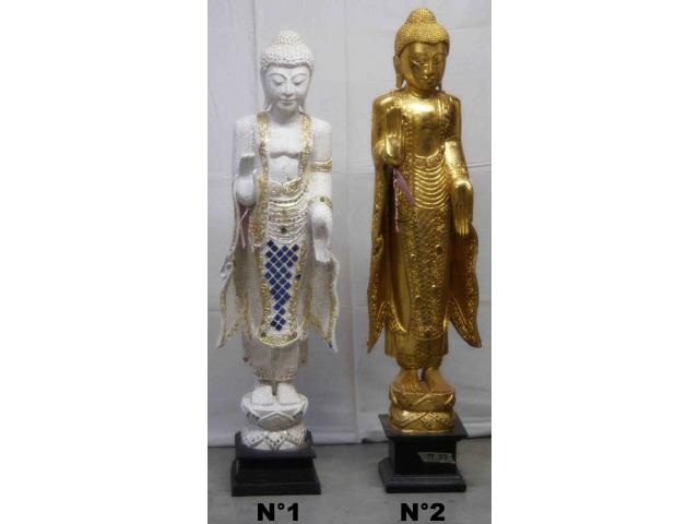 Petite statue de Bouddha debout en bois - H: 114 ou 118 cm