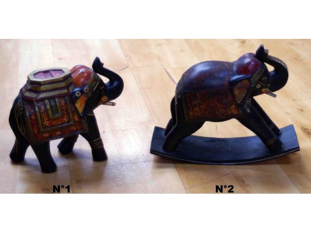 petite statue éléphant en bois - H: 20 ou 23 cm