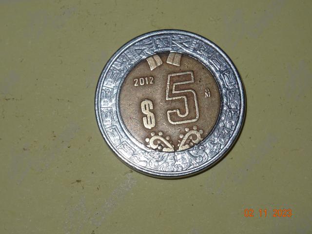 pièce de monnaie 5 pesos mexicain