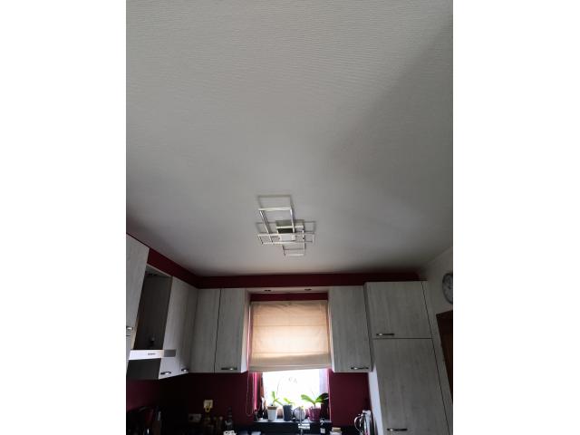 plafonnier led trio leuchten irvine couleur métal et blanc mat L105 cm H6.5 cm P42 cm