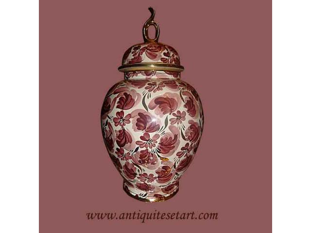 Porcelaine-Faïence vase couvert,potiche Hubert Bequet Quaregnon