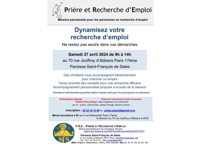 Photo PRE-Aide à la recherche d'emploi 27 Avril 2024 9 h-14h / Paris 75017 image 1/1