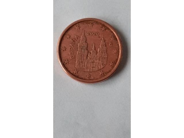 Rare pièce de 1 centime d'euro Espagne 2020 Défauts et Très fauté Surplus de métal