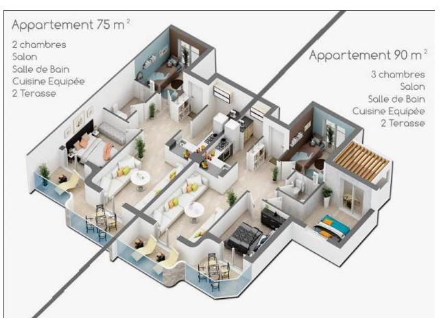 Résidence de R+2 à Sidi Rahal
