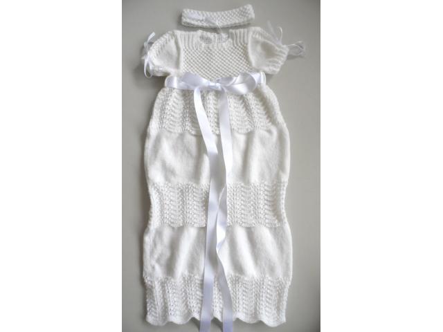Robe de bapteme bébé tricot laine fait main