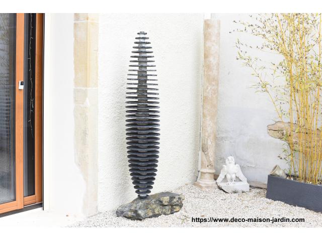 Photo Sculpture en Ardoise de Chine et Marbre Blanc– Statue Jardin image 1/1