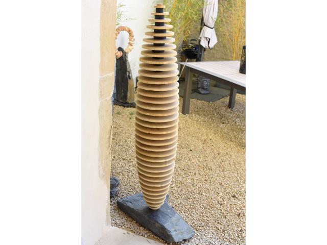 Photo Sculpture en Ardoise et Grès Beige de Chine - Statue Jardin image 1/5