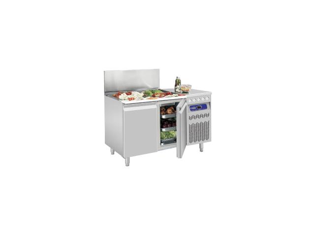 SG2-G3/EL Table frigorifique ventilée, 2 portes GN 1/1, avec saladette réfrigérée