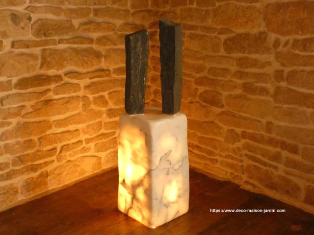 Photo Skulptur aus Marmor und Serpentin – Leuchte image 1/5
