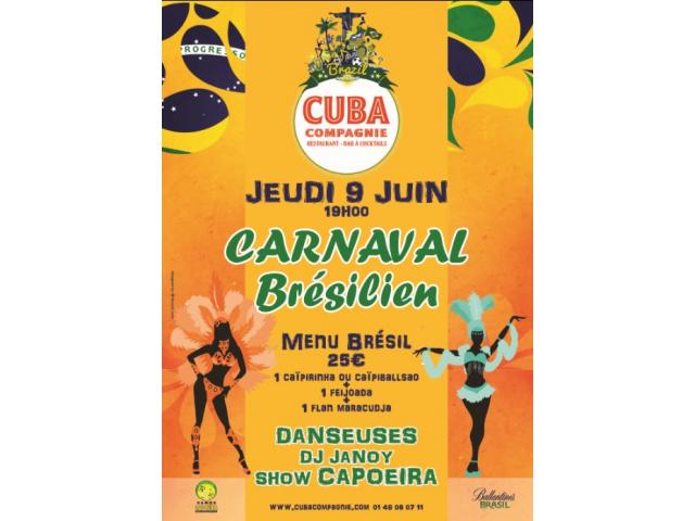 Photo Soirée Carnaval Brésilien au restaurant bar Cuba Compagnie Paris 11 image 1/1