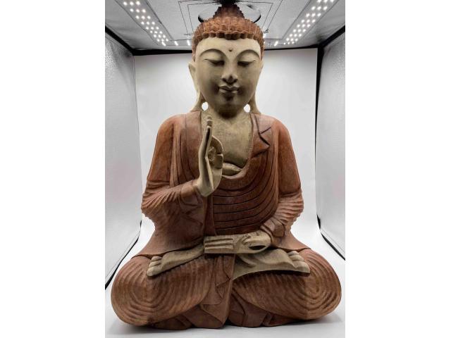 Statue de Bouddha assis 2 couleurs - H: 53 cm