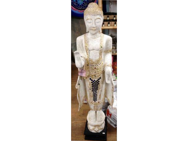 statue de Bouddha debout blanc - H: 140 cm