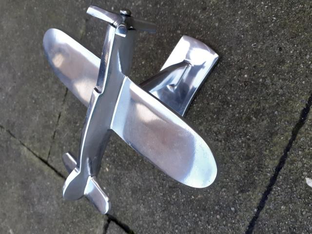 SUPERBE AVION SUR SOCLE EN FONTE D'ALUMINIUM