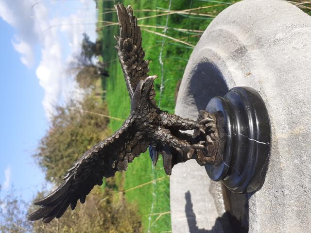 SUPERBE BRONZE ANIMALIER( l'atterrissage de l'aigle sur socle marbre