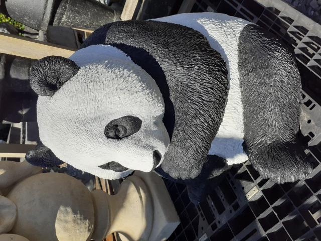 SUPERBE PANDA EN PIERRE RECONSTITUE PATINEE