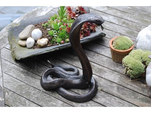 SUPERBE SERPENT COBRA EN BRONZE.