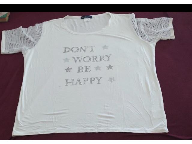 T-Shirt blanc "Don't worry, be happy" Neuf