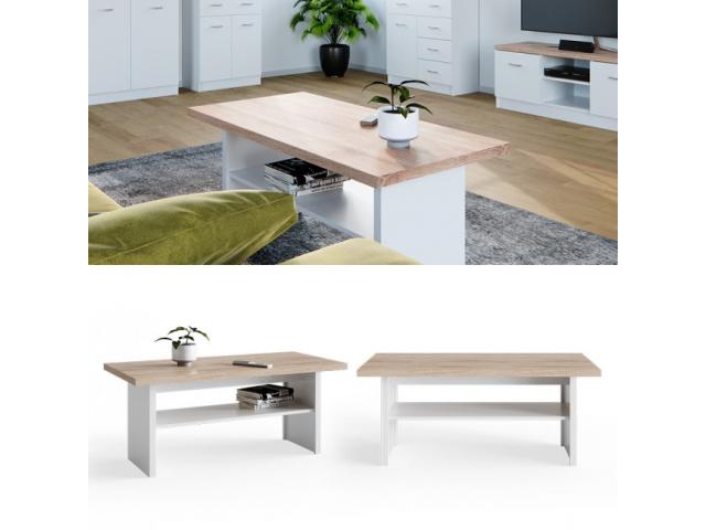 Photo Table basse avec compartiment blanc et chêne table basse design table moderne table basse comptempor image 1/3