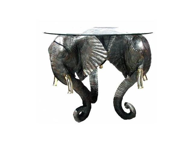 Table basse de salon en bronze - H. 76 x L. 84 ( Cm )