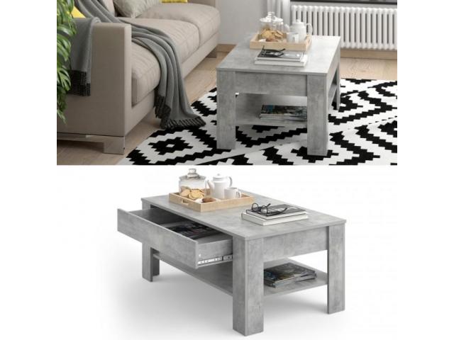 Photo Table basse gris béton avec tiroir table basse moderne table basse tendance image 1/2