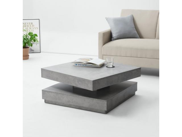 Table basse gris béton plateau rotatif table basse design table basse moderne table basse comptempor