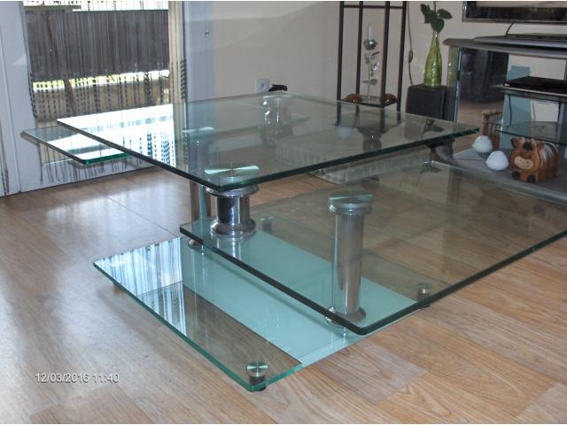 table basse modulable en verre