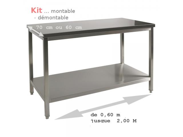 Table inox kit à monter 100 cm, Inox 18/10 brossé