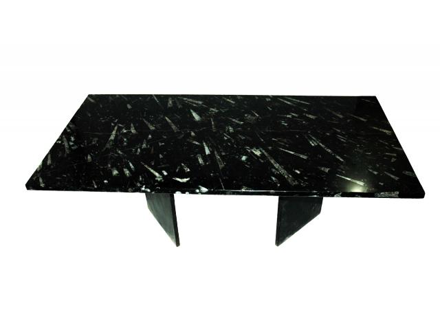 Photo Table rectangulaire en marbre fossilifère noir image 1/2