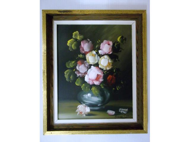 Photo Tableau huile sur toile signé. Bouquet de fleurs image 1/3
