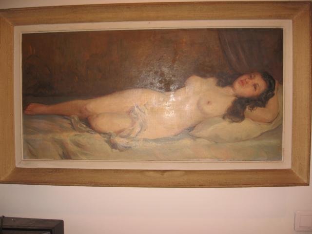Photo Tableau "Femme allongée nue"...Peinture à l'huile réalisée par artiste amateur. image 1/6