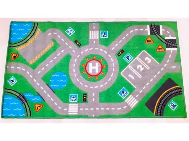 Tapis de sol vert - jeux route - 75 x 133 cm