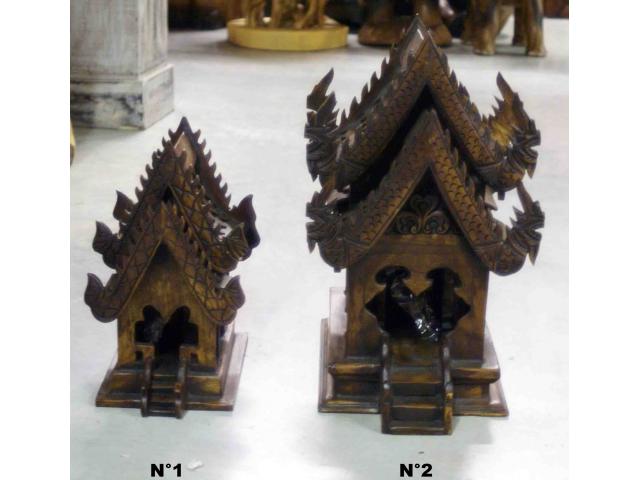 temple traditionnel Thaïlandais en bois - H: 29 à 43 cm