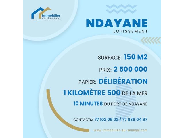 Terrain de 150 mètres carrés à vendre à Ndayane  Sénégal