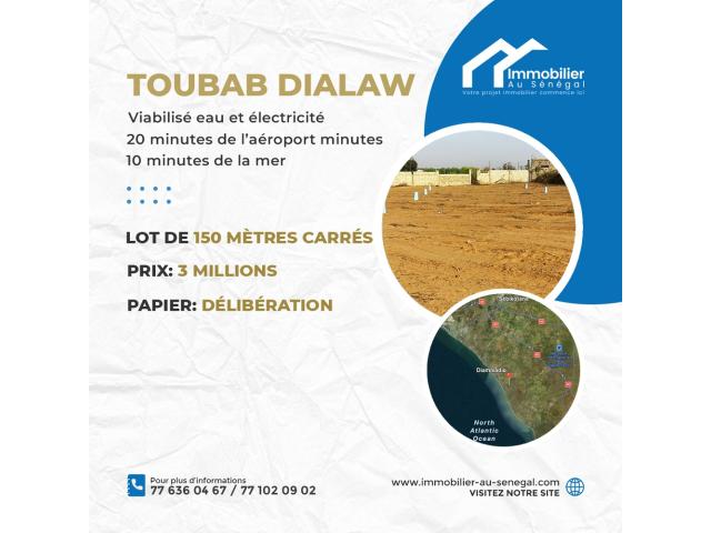 Terrain de 150 mètres carrés à vendre à Toubab Dialaw