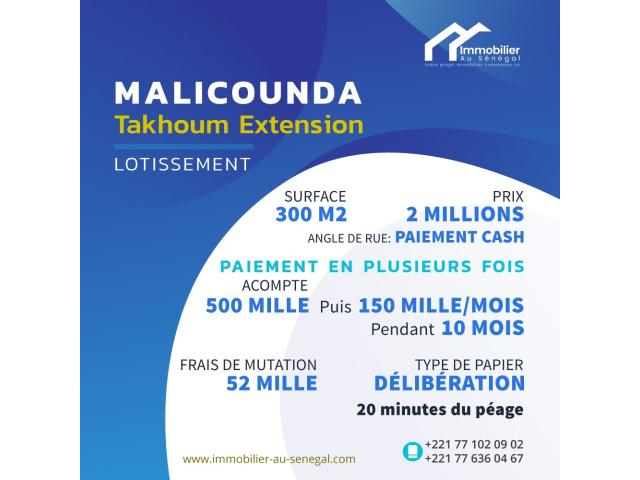 Terrains 300 mètres carrés à vendre à Malicounda Sénégal