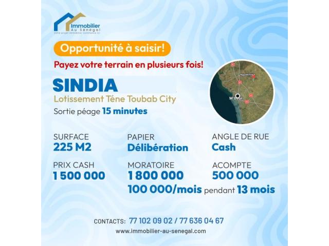 Terrains de 225 mètres carrés à vendre à Sindia Sénégal