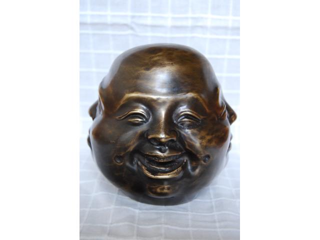 TETE DE BOUDDHA EN BRONZE SIGNE (Les 4 visages).