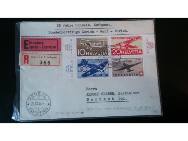 Timbres P.A. Suisse 1944 sur lettre
