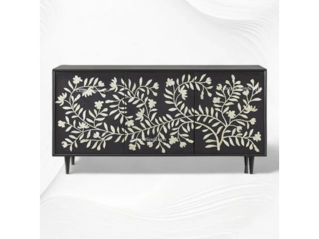 Timeless Bone Inlay Media Console & TV Unit for Modern Homes